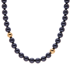 Shine Pearl Necklace - Ocean Blue & Gold