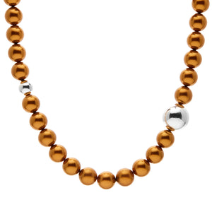 Shine Pearl Necklace - Copper & Silver