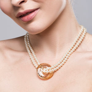 Crystal Cirque Pendant & Pearl Necklace – Cream Pearl