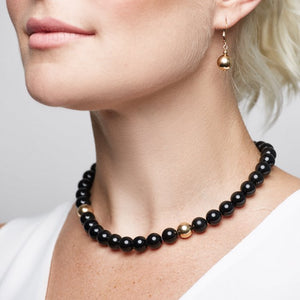 Shine Pearl Necklace – Black & Gold