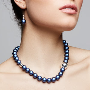 Shine Pearl Necklace – Electric Blue & Silver