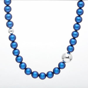 Shine Pearl Necklace – Electric Blue & Silver